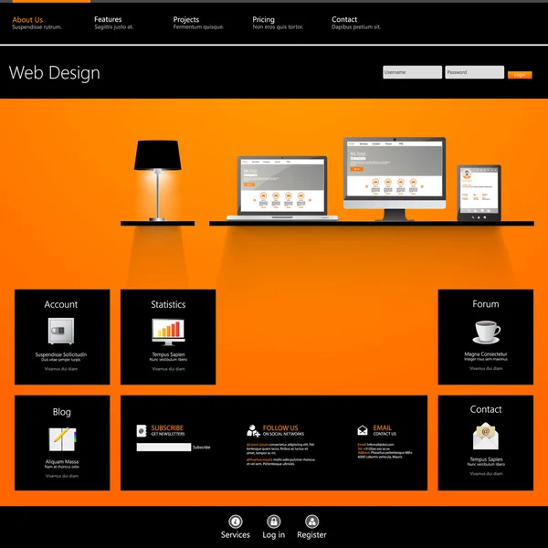 Conception de modèle de site Web — Image vectorielle
