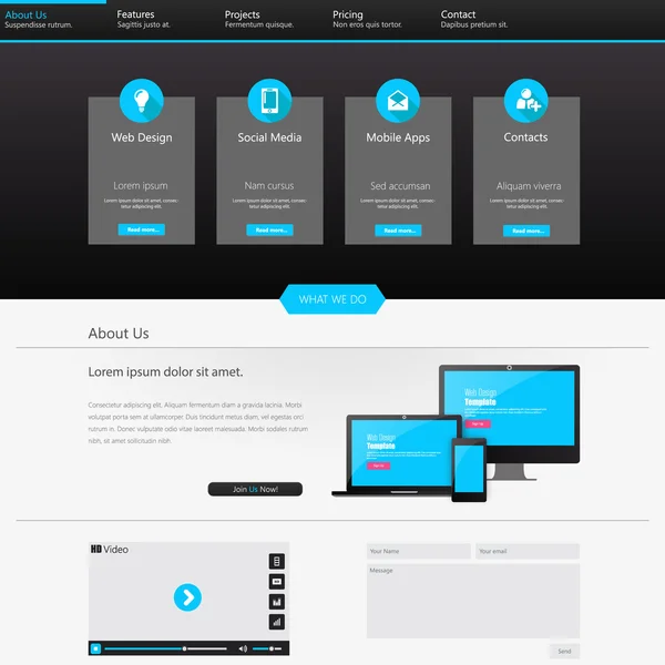 Web sitesi şablonu tasarımı — Stok Vektör
