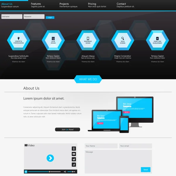 Web sitesi şablonu tasarımı — Stok Vektör
