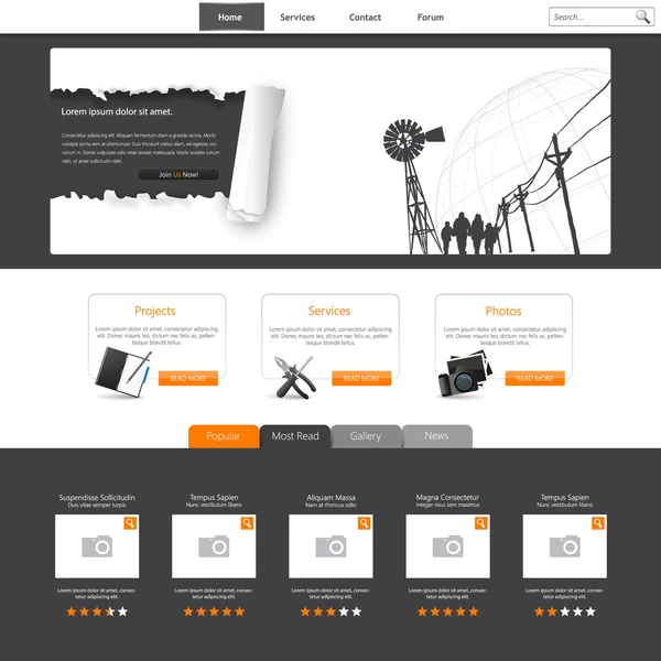Web sitesi şablonu tasarımı — Stok Vektör