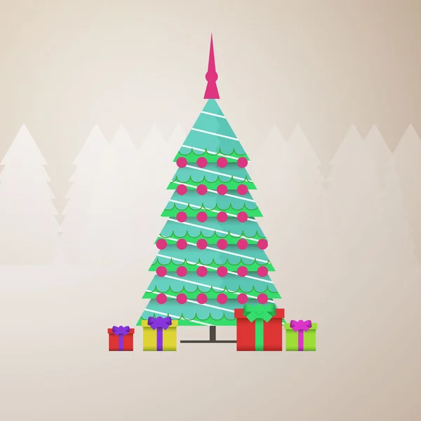 圣诞节树，复古海报 — 图库矢量图片