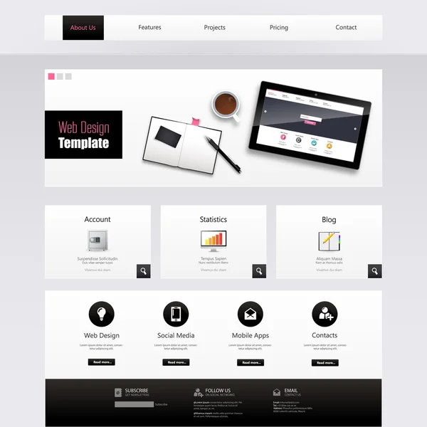 Web sitesi şablonu tasarımı — Stok Vektör