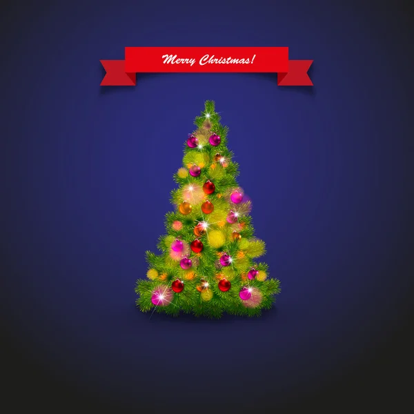 Geschmückter Weihnachtsbaum realistisch — Stockvektor