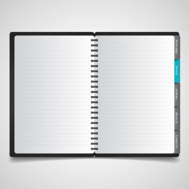 Açık defter ile beyaz sayfalar