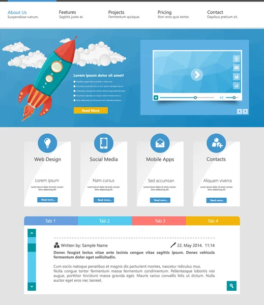Web sitesi şablonu tasarımı — Stok Vektör