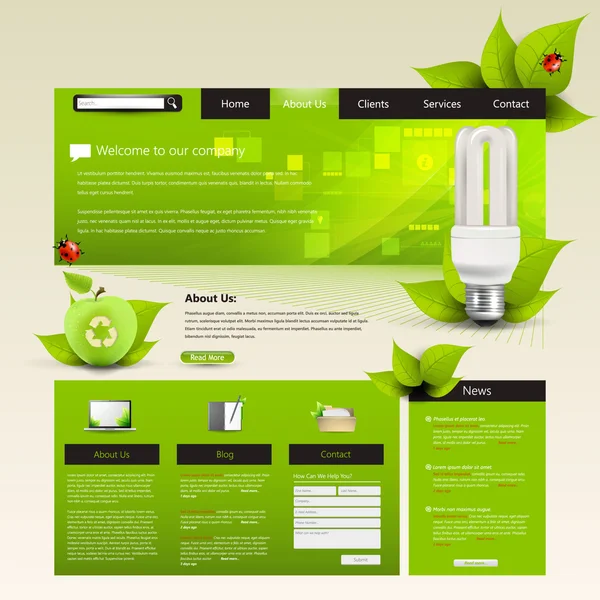 Diseño de plantilla de sitio web Eco , — Vector de stock