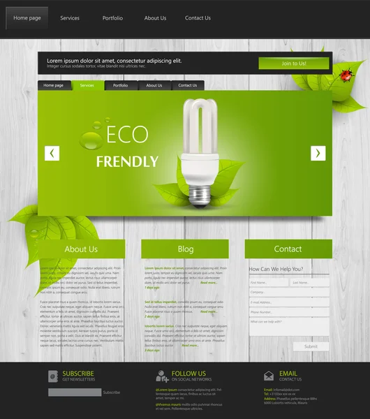 Diseño de plantilla de sitio web Eco , — Vector de stock