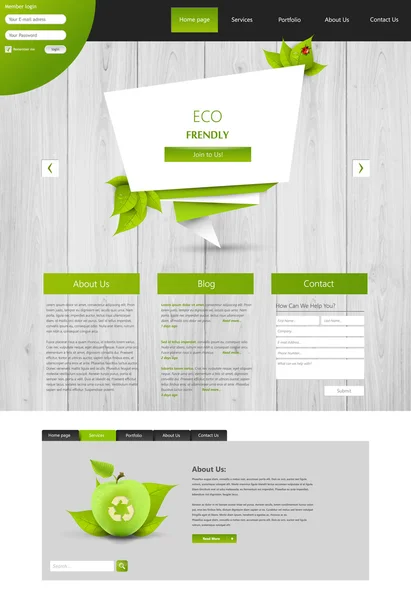 Eco Website Template Design, — Stock Vector