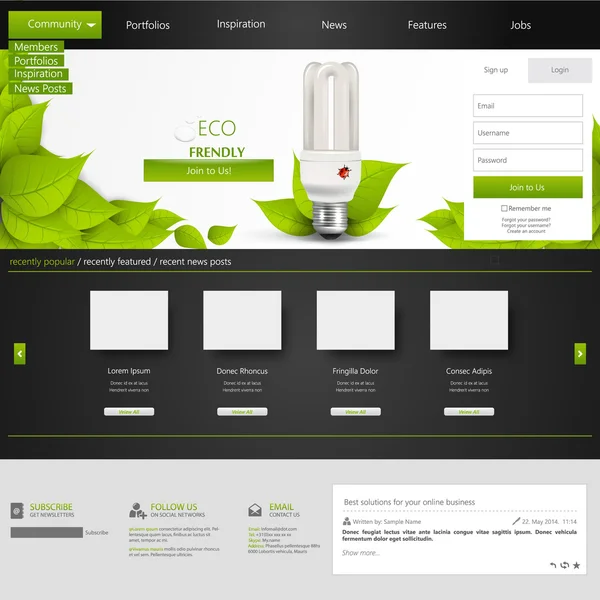 Eco webbplats mall Design, — Stock vektor