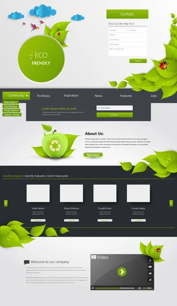 Eco Website Template Design, — Stockvector