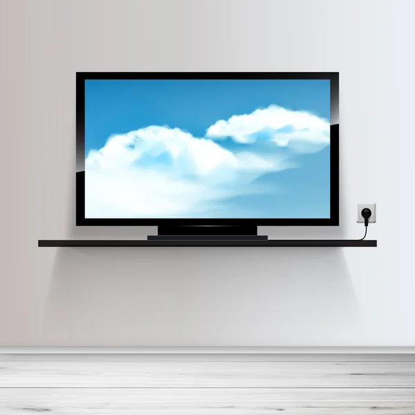 Sala mínima com TV - Realista — Vetor de Stock