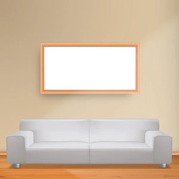 Interior, sofá de cuero en la habitación — Archivo Imágenes Vectoriales