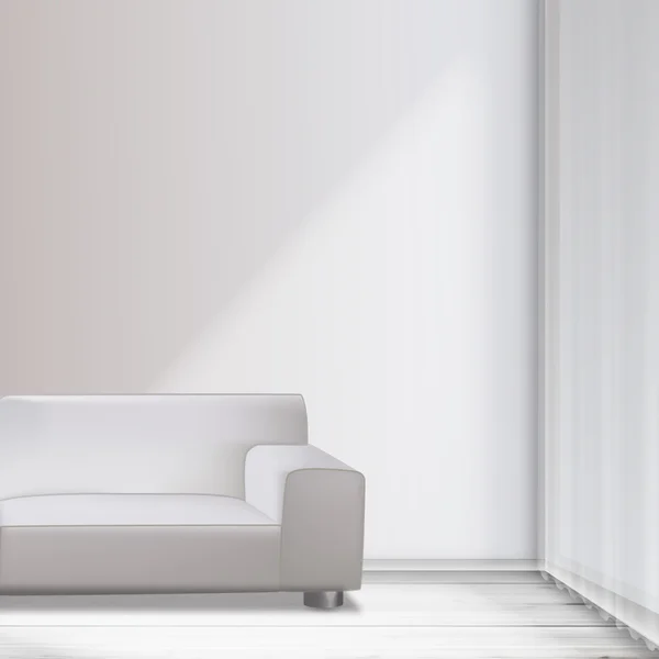 Interieur, Ledersofa im Zimmer — Stockvektor