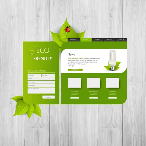 Eco Website Template Design, — Stock Vector