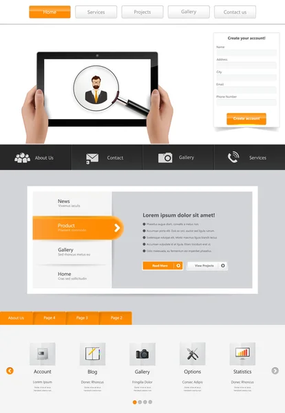 ウェブサイトのテンプレートデザイン — ストックベクタ