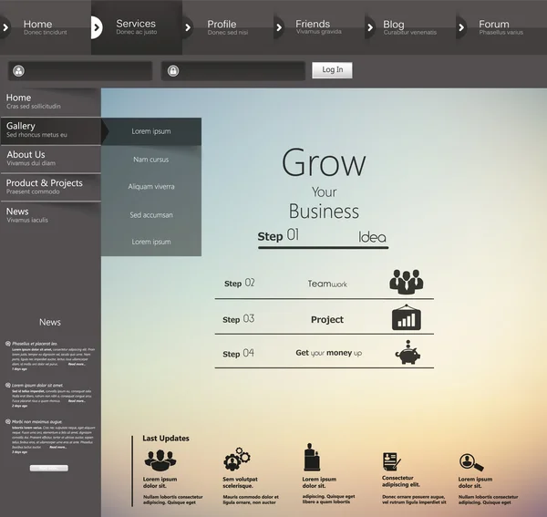 Website Template Design — Stock Vector