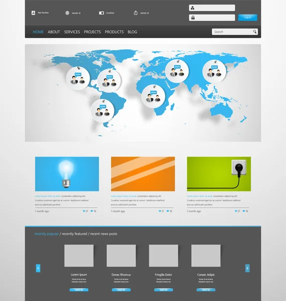 Projekt szablonu strony internetowej — Wektor stockowy