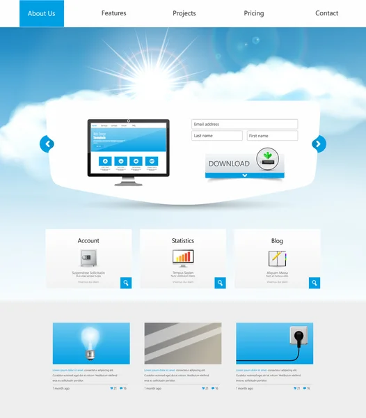 Web sitesi şablonu tasarımı — Stok Vektör