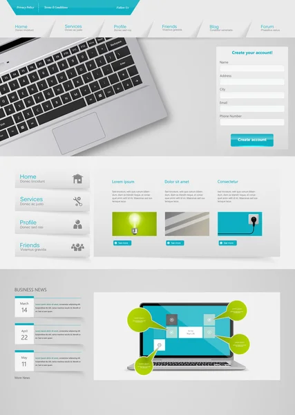 ウェブサイトのテンプレートデザイン — ストックベクタ