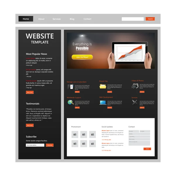 Design modello sito web — Vettoriale Stock