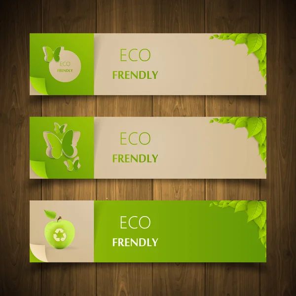 Conjunto de banner ecológico, modelo Eco . — Vetor de Stock