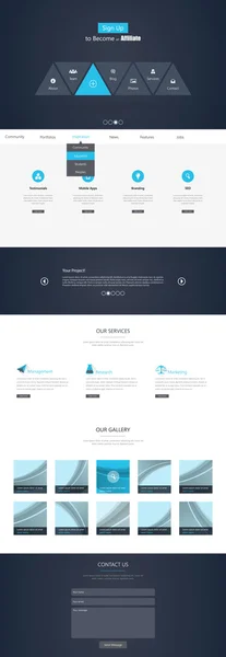 Modelo de design de site de uma página . — Vetor de Stock