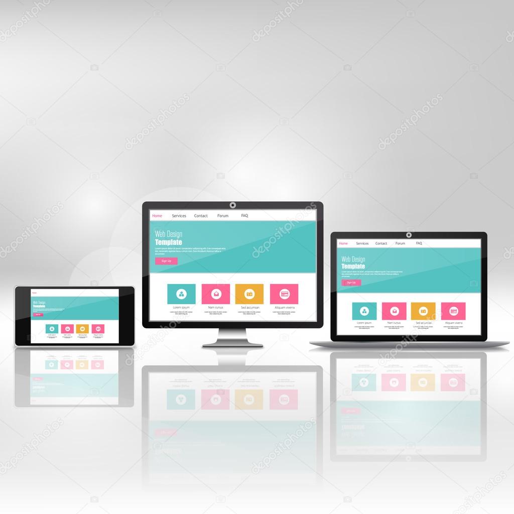 Modern flat web design in responsive website