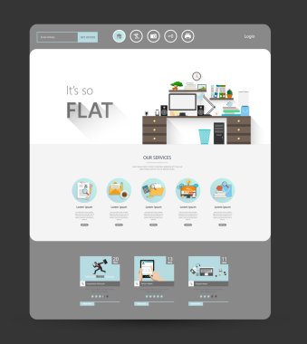 Düz Web sitesi şablonu tasarlamak vektör