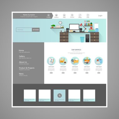Düz Web sitesi şablonu tasarlamak vektör