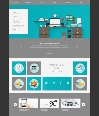 Düz Web sitesi şablonu tasarlamak vektör