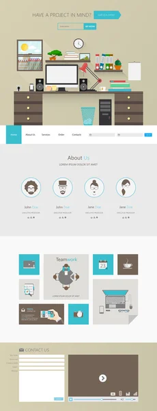 Flat Website sjabloon ontwerp Vector — Stockvector