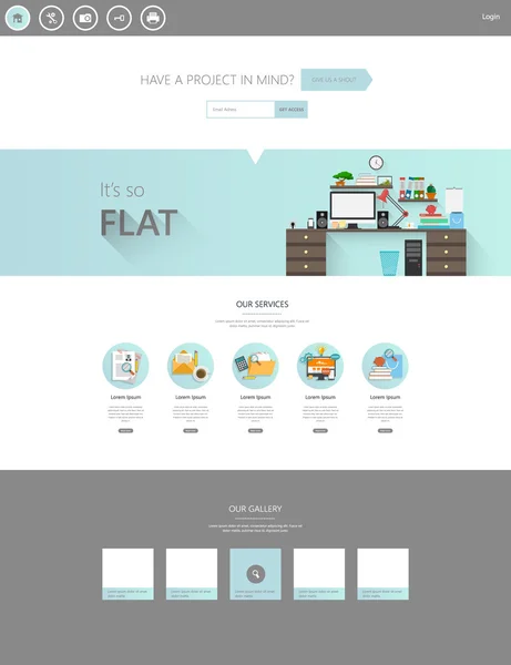 Modelo de site plana Design Vector — Vetor de Stock