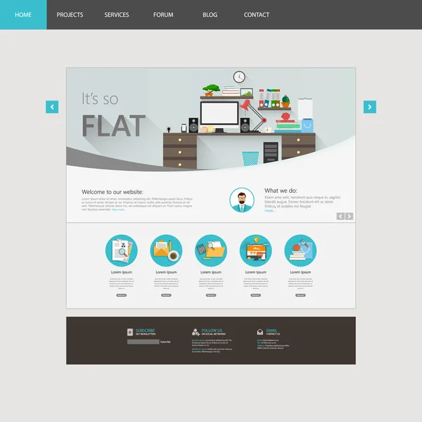 Modelo de site plana Design Vector — Vetor de Stock