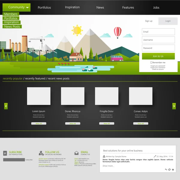 Modello di design del sito web Eco . — Vettoriale Stock