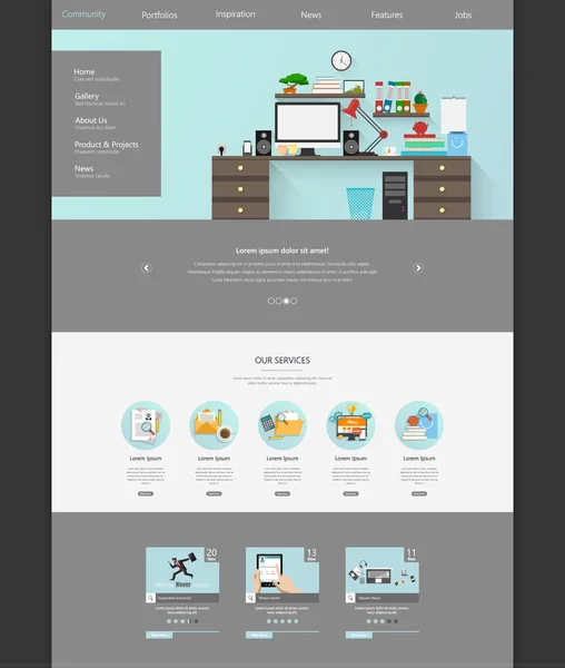 Modelo de site plana Design Vector —  Vetores de Stock