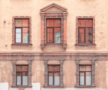Windows in a row on facade of St. Petersburg Medical Center