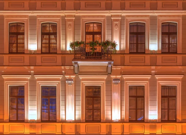 Windows on night facade of Kempinski Hotel Moika 22 — Stock Photo, Image