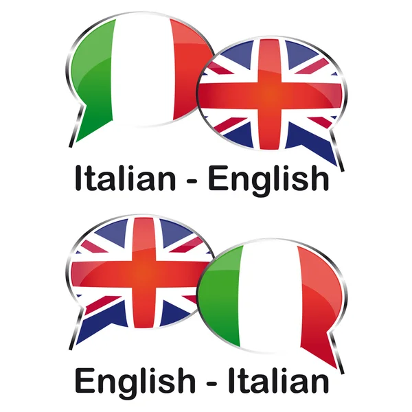 Nube de traductor italiano inglés — Vector de stock