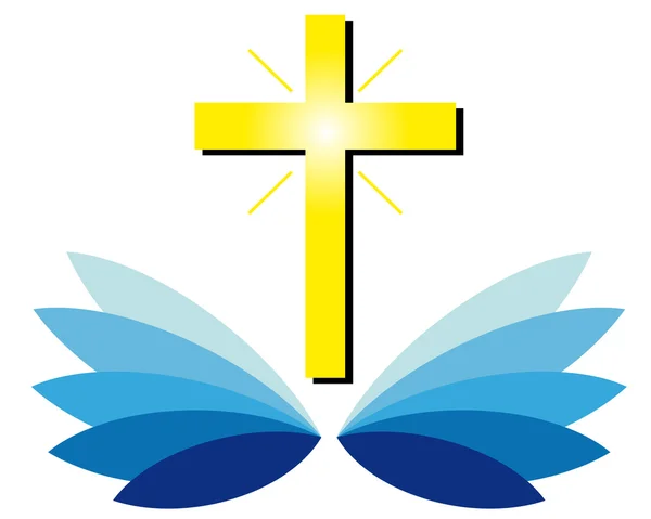 Mavi yaprak Hristiyan çarmıhta