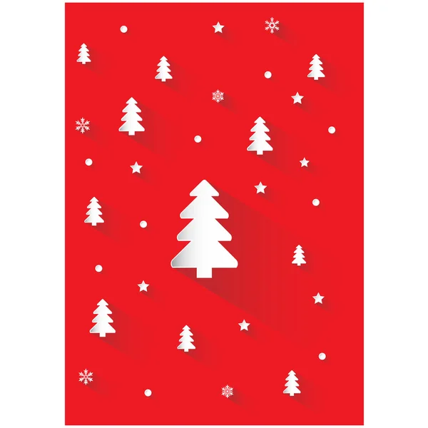 Fondo rojo con árboles de Navidad — Vector de stock