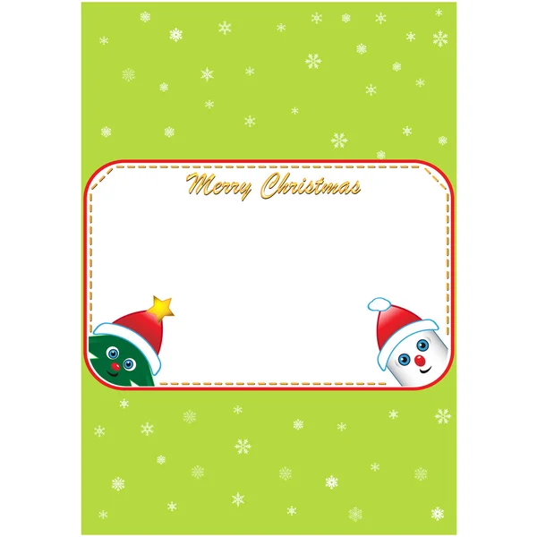 Cartaz de Natal com árvore e boneco de neve — Vetor de Stock