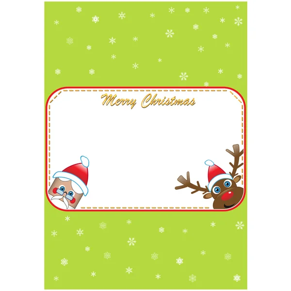 Cartaz de Natal com Papai Noel e Rudolf — Vetor de Stock