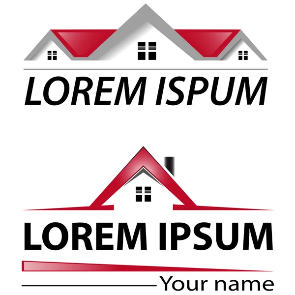 Kırmızı çatı ile iki logo ev