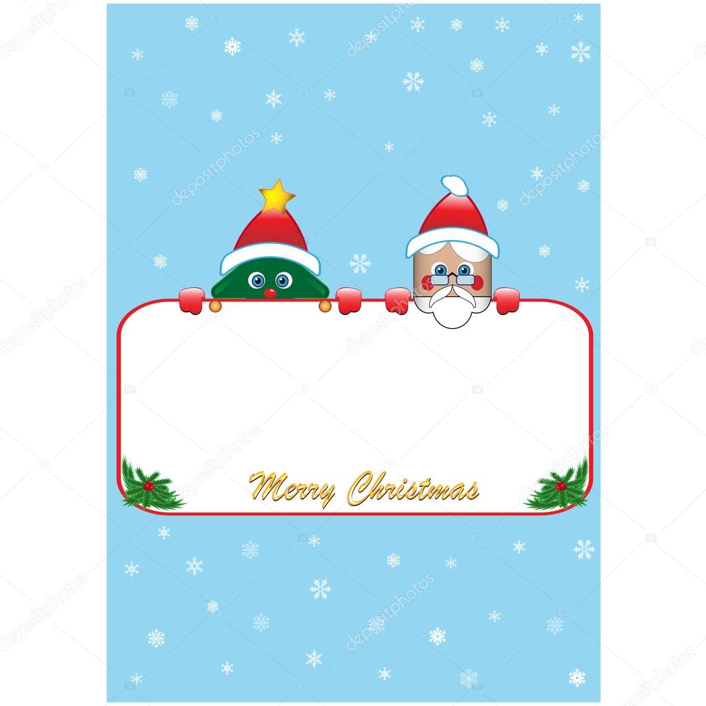 Christmas poster with tree and santa