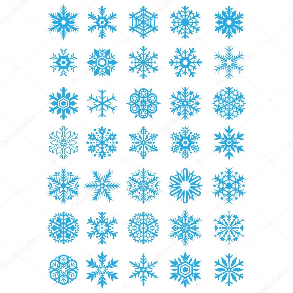 Snowflakes set blue color