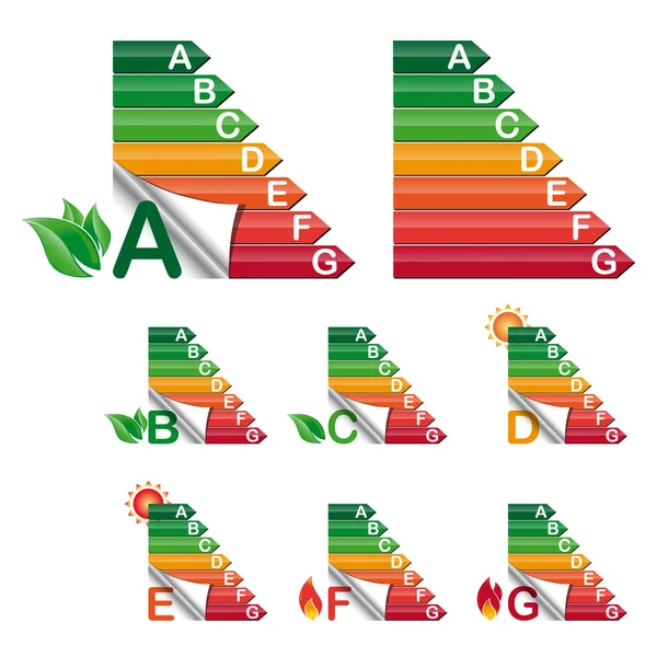 Barres classiques développement durable avec feuille et soleil — Image vectorielle