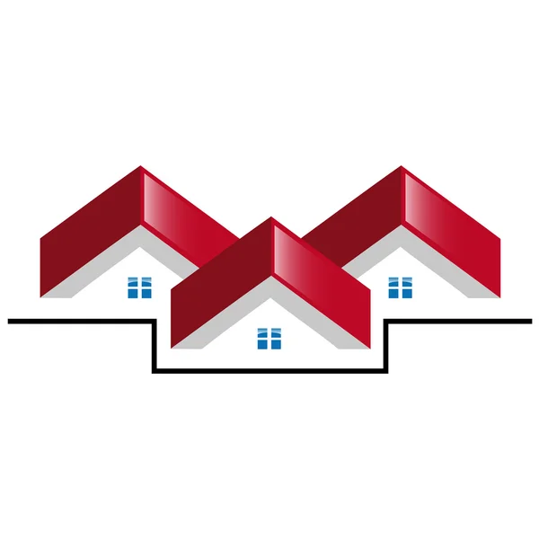 Casa de ícone com três casas — Vetor de Stock
