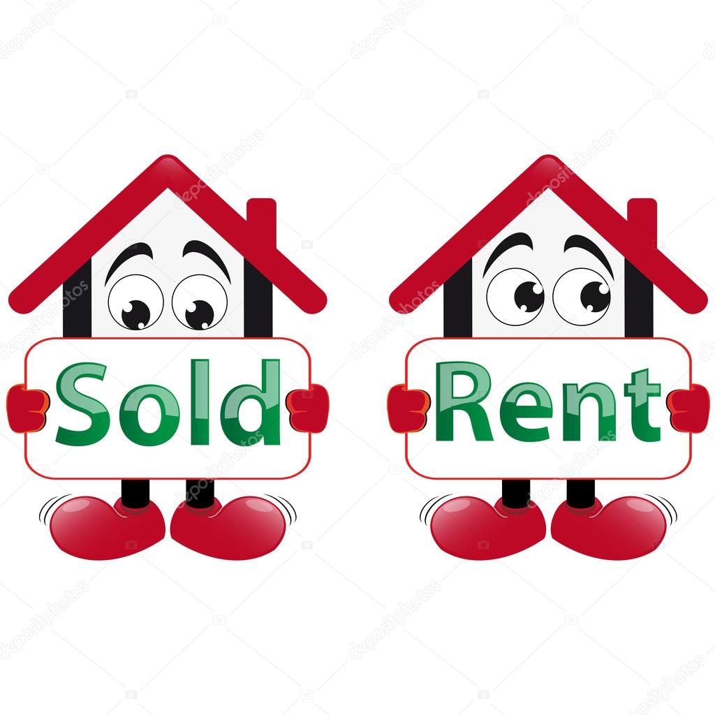 House with expressive signs of sale and rent