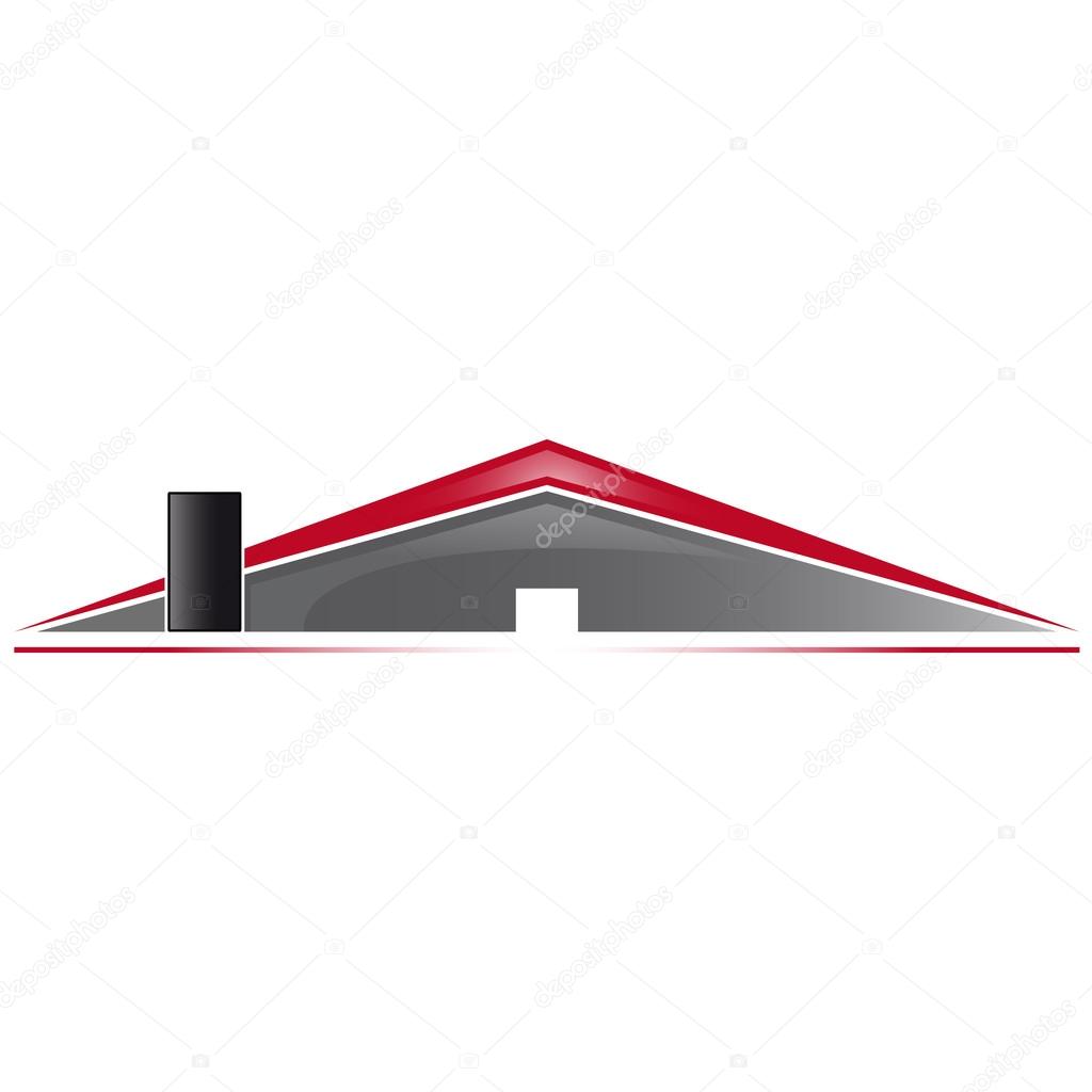 Simply house logo with red roof and gray wall