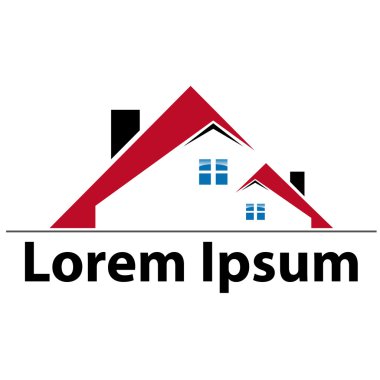 İki kırmızı çatı simgesi ev